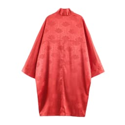 Guobioziy Women's Coat 2026 Fall New Arrival Red Jacquard Long-Sleeve Loose Lightweight Long Coat Elegant and Stylish
