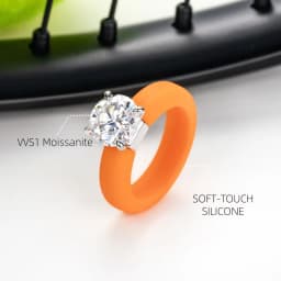 MossanRappr 3.5ct D Color Moissanite Silicone Ring 925 Sterling Silver Solitaire Engagement Ring for Women Rubber Wedding Bands