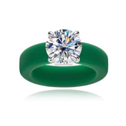 MossanRappr 3.5ct D Color Moissanite Silicone Ring 925 Sterling Silver Solitaire Engagement Ring for Women Rubber Wedding Bands