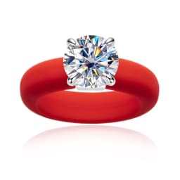 MossanRappr 3.5ct D Color Moissanite Silicone Ring 925 Sterling Silver Solitaire Engagement Ring for Women Rubber Wedding Bands
