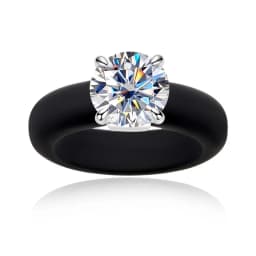 MossanRappr 3.5ct D Color Moissanite Silicone Ring 925 Sterling Silver Solitaire Engagement Ring for Women Rubber Wedding Bands