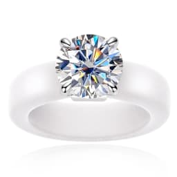 MossanRappr 3.5ct D Color Moissanite Silicone Ring 925 Sterling Silver Solitaire Engagement Ring for Women Rubber Wedding Bands