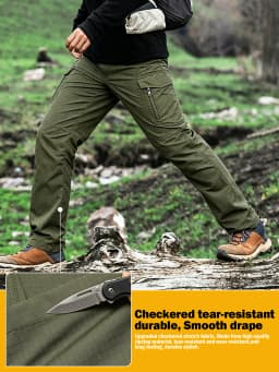 Men's Stretch Tactical Pants, Water Resistant Ripstop Cargo Pants, Lightweight EDC Hiking Work Pants, Ships from US
