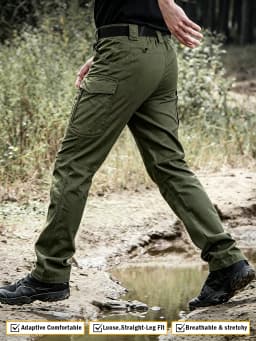Men's Stretch Tactical Pants, Water Resistant Ripstop Cargo Pants, Lightweight EDC Hiking Work Pants, Ships from US