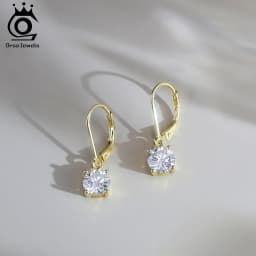 ORSA JEWELS Moissanite Huggie Hoop Earring Lab Created Diamond 925 Sterling Silver Dainty Hoop Dangle Earring Fine Jewelry MOE13