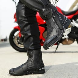 High Top Motorbike Boots Racing Riding Shoes Breathable Anti Slip TPU Protective Side Zipper Rubber Sole Motorcycle Boots Men