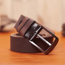 VAMOS KATOAL Men Leather Belt, Retro Top Quality Genuine Leather Belts for Men, Male Metal Pin Buckle Belt
