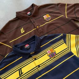 Y2k Barca Polo Shirt Retro Two Color Embroidered Logo Men Women Sweatshirt High Street Casual Streetwear Unisex Boxy Polo Shirt