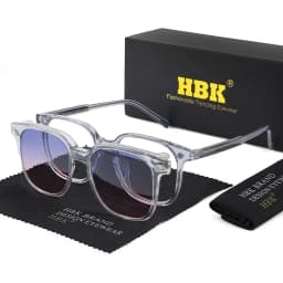 HBK Fashion Men's Magnetic Clip Sunglasses Set Flip Function 2-in-1 Vintage Polarized Sunglasses Women's Decorative Sunglasses