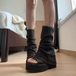 Gothic Punk Cool Girl Summer Sandal Boots Trendy Streetwear Height Increase Shoes Platform Thick Sole Open Toe Mid Calf Boots
