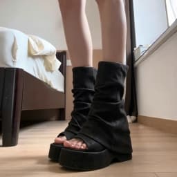 Gothic Punk Cool Girl Summer Sandal Boots Trendy Streetwear Height Increase Shoes Platform Thick Sole Open Toe Mid Calf Boots