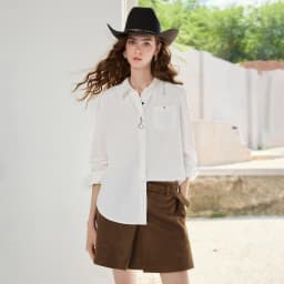 TOYOUTH Women's Pure Cotton Cavalry Twill Blouse 2026 Autumn New Long Sleeve Loose Fit Athletic Preppy Lazy Commute Style