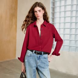 TOYOUTH Women's Pure Cotton Cavalry Twill Blouse 2026 Autumn New Long Sleeve Loose Fit Athletic Preppy Lazy Commute Style