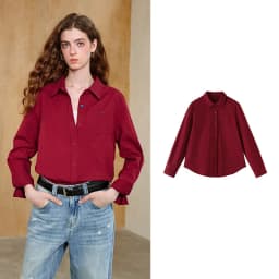 TOYOUTH Women's Pure Cotton Cavalry Twill Blouse 2026 Autumn New Long Sleeve Loose Fit Athletic Preppy Lazy Commute Style
