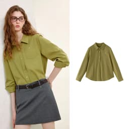 TOYOUTH Women's Pure Cotton Cavalry Twill Blouse 2026 Autumn New Long Sleeve Loose Fit Athletic Preppy Lazy Commute Style