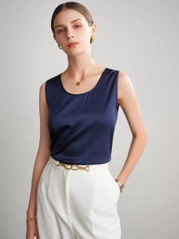 SuyaDream. Women Basic Cozy Tanks, 100% Real Silk, O Neck Sleeveless Chic T Shirt, 2025 Solid Summer Vests, White, Pink, Beige