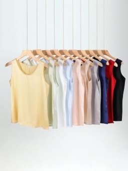 SuyaDream. Women Basic Cozy Tanks, 100% Real Silk, O Neck Sleeveless Chic T Shirt, 2025 Solid Summer Vests, White, Pink, Beige