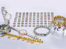Hapiship 20Pcs 9mm Italian Charm Bracelet,Stainless Steel DIY Composable Chain,Solid‑Color,Wholesale Dropshipping for Men Women