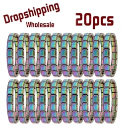 Hapiship 20Pcs 9mm Italian Charm Bracelet,Stainless Steel DIY Composable Chain,Solid‑Color,Wholesale Dropshipping for Men Women