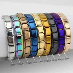 Hapiship 20Pcs 9mm Italian Charm Bracelet,Stainless Steel DIY Composable Chain,Solid‑Color,Wholesale Dropshipping for Men Women