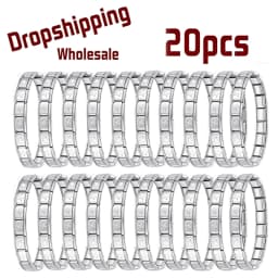 Hapiship 20Pcs 9mm Italian Charm Bracelet,Stainless Steel DIY Composable Chain,Solid‑Color,Wholesale Dropshipping for Men Women