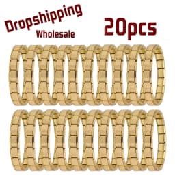 Hapiship 20Pcs 9mm Italian Charm Bracelet,Stainless Steel DIY Composable Chain,Solid‑Color,Wholesale Dropshipping for Men Women