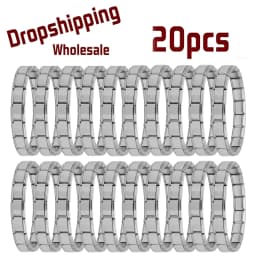 Hapiship 20Pcs 9mm Italian Charm Bracelet,Stainless Steel DIY Composable Chain,Solid‑Color,Wholesale Dropshipping for Men Women