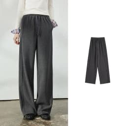 TOYOUTH Women's Glutinous Rice Velvet Straight Leg Pants 2026 Autumn New Soft Hip Concealing Leg Shaping Relaxed Trousers
