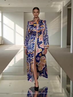 Luxury Boho Floral Jacquard Long Trench Coat Women Vintage Ethnic Embroidered Maxi Windbreaker Autumn Winter Aesthetic Overcoat