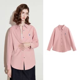 TOYOUTH Women's Pure Cotton Shirt 2026 New Heart Embroidery Solid Color Simple Versatile Basic Top