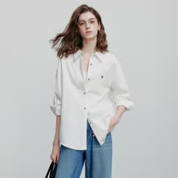 TOYOUTH Women's Pure Cotton Shirt 2026 New Heart Embroidery Solid Color Simple Versatile Basic Top