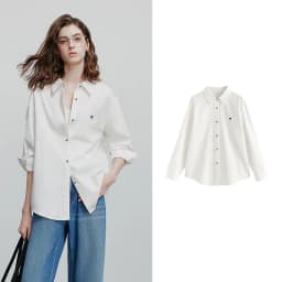 TOYOUTH Women's Pure Cotton Shirt 2026 New Heart Embroidery Solid Color Simple Versatile Basic Top