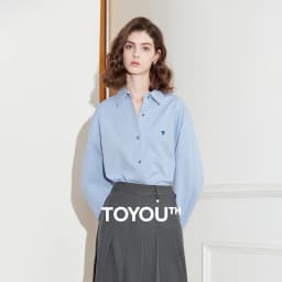 TOYOUTH Women's Pure Cotton Shirt 2026 New Heart Embroidery Solid Color Simple Versatile Basic Top