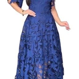 Women Hollow Out Dresses A Line Solid Dress Ankle Lenth Half Sleeves Waist Cinch Slight Strech Slim Casual Elegant 2026 Summer