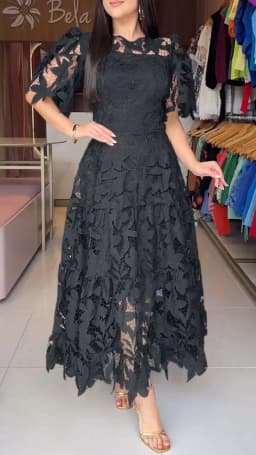Women Hollow Out Dresses A Line Solid Dress Ankle Lenth Half Sleeves Waist Cinch Slight Strech Slim Casual Elegant 2026 Summer