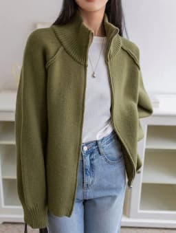 Lazy Style Sweater Jacket for Women 2026 Autumn Winter Thicken Warm Soft Knitted Cardigans Fashion Zipper Stand Collar Cardigan