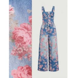 Vintage Washed Floral Print Denim Overalls For Women Adjustable Strap Wide Leg Elegant Daily Fashion Jumpsuit