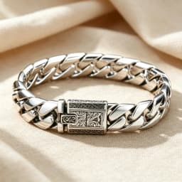 S925 Sterling Silver Heavy Solid Smooth Cuban Bracelet Men Bright Polished Curb Chain Antique Engraved Clasp Luxury Jewelry Gift