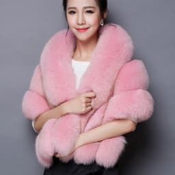 Winter Scarves Woman Faux Fox Fur Coat Fur Shawl Jackets for Women Cloak with Pocket White, Pink, Gray Women's Winter Jacket