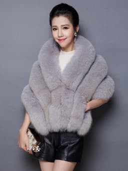 Winter Scarves Woman Faux Fox Fur Coat Fur Shawl Jackets for Women Cloak with Pocket White, Pink, Gray Women's Winter Jacket
