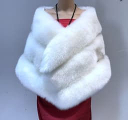 Winter Scarves Woman Faux Fox Fur Coat Fur Shawl Jackets for Women Cloak with Pocket White, Pink, Gray Women's Winter Jacket