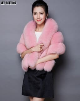 Winter Scarves Woman Faux Fox Fur Coat Fur Shawl Jackets for Women Cloak with Pocket White, Pink, Gray Women's Winter Jacket