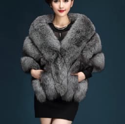 Winter Scarves Woman Faux Fox Fur Coat Fur Shawl Jackets for Women Cloak with Pocket White, Pink, Gray Women's Winter Jacket