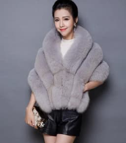 Winter Scarves Woman Faux Fox Fur Coat Fur Shawl Jackets for Women Cloak with Pocket White, Pink, Gray Women's Winter Jacket