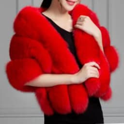 Winter Scarves Woman Faux Fox Fur Coat Fur Shawl Jackets for Women Cloak with Pocket White, Pink, Gray Women's Winter Jacket