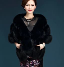 Winter Scarves Woman Faux Fox Fur Coat Fur Shawl Jackets for Women Cloak with Pocket White, Pink, Gray Women's Winter Jacket
