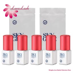 5 Bottles Original Sky Glue for Eyelash Extensions 5ml Korea Sky S Plus Type Red Cap Glue Professional False Lash Adhesive Tools