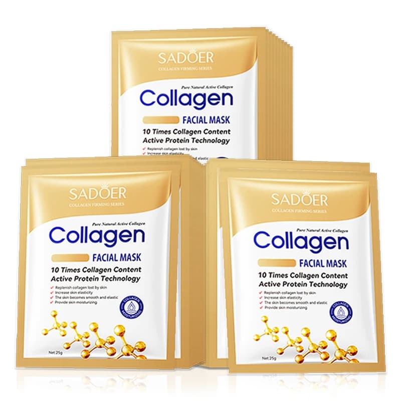 30PCS Collagen Facial Mask, Anti-Aging & Hydrating Mask Pack, Deep Moisturizing, Improve Dry Skin, Smooth & Repair Skin, Daily Face Care Masks for All Skin Type