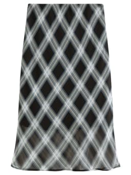 FSLE 2026 Fall Women's Vintage Contrast Plaid Elastic Waist Flowy Chiffon Straight Midi Skirt - Casual Chic Everyday Style