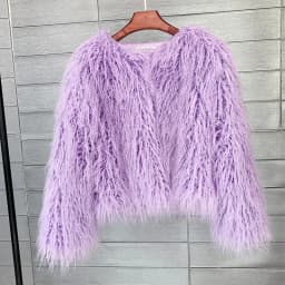 Women's Fur Coat Colorful Furry Pink Lamb Wool Faux Fur Coat Female Shaggy Sheepskin Coat Winter Artificial Fur Jacket